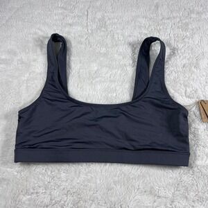 Skims Women's Scoop Neck Bra Dark Grey Recycled Nylon Bralette Size Medium NWT